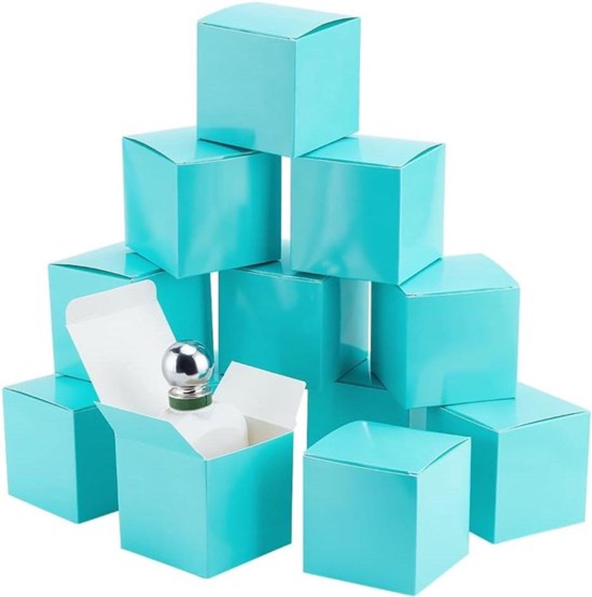 -30 stuks mini geschenkdoosjes van papier - Blauw - 8 x 8 x 8 cm - Verpakkingsdoos van papier - Voor bruiloft, afstudeerfeest, verjaardag - Gastgeschenken - Papieren geschenkverpakking.