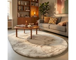 NATURL. Ovaal hoogpolig vloerkleed - Comfy Supreme Creme - 100x152cm