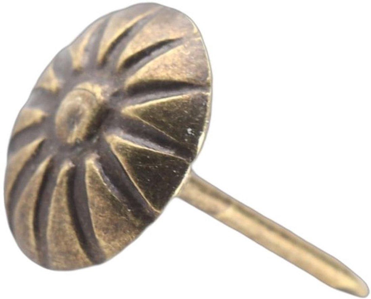 Kopspijkers 100 Stuks - Decoratieve Nagels - Antiekbrons - Vintage Stijl - Duurzaam Smeedijzer - Voor Meubeldecoratie - Stoffeernagels