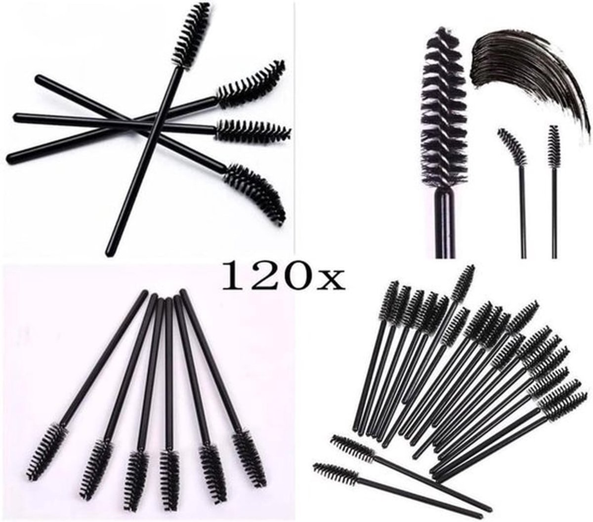 Wimperborstels 120 Stuks - Wimperkam - Mascara Kwast - Wenkbrauwborstel - Lichtgewicht - Compact - Flexibele Borstelharen - Make-upborstels