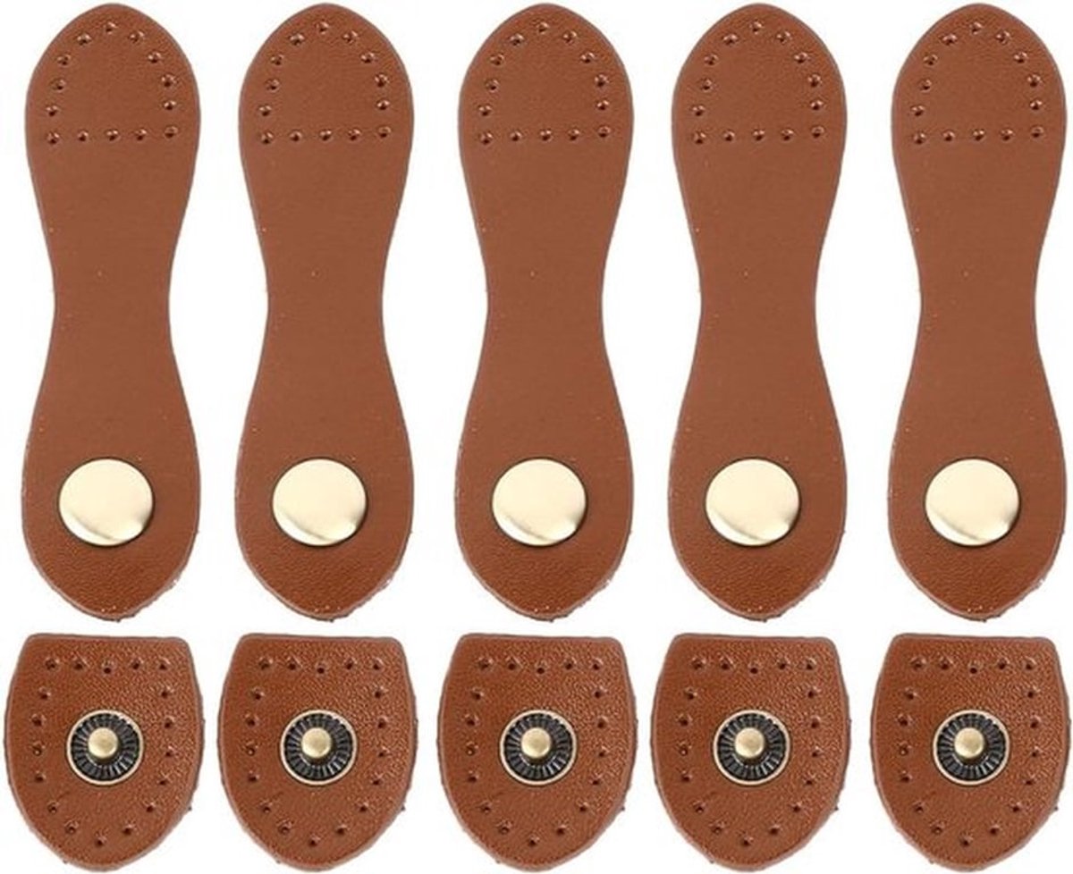 Lederen Klikgespen Set voor Tassen, Handtassen en Portemonnees - DIY Sluiting - Draagbaar - 5 Stuks - Claybank Bovenleer - Geschikt voor Merk - Compatibel met Merk X Y Z.