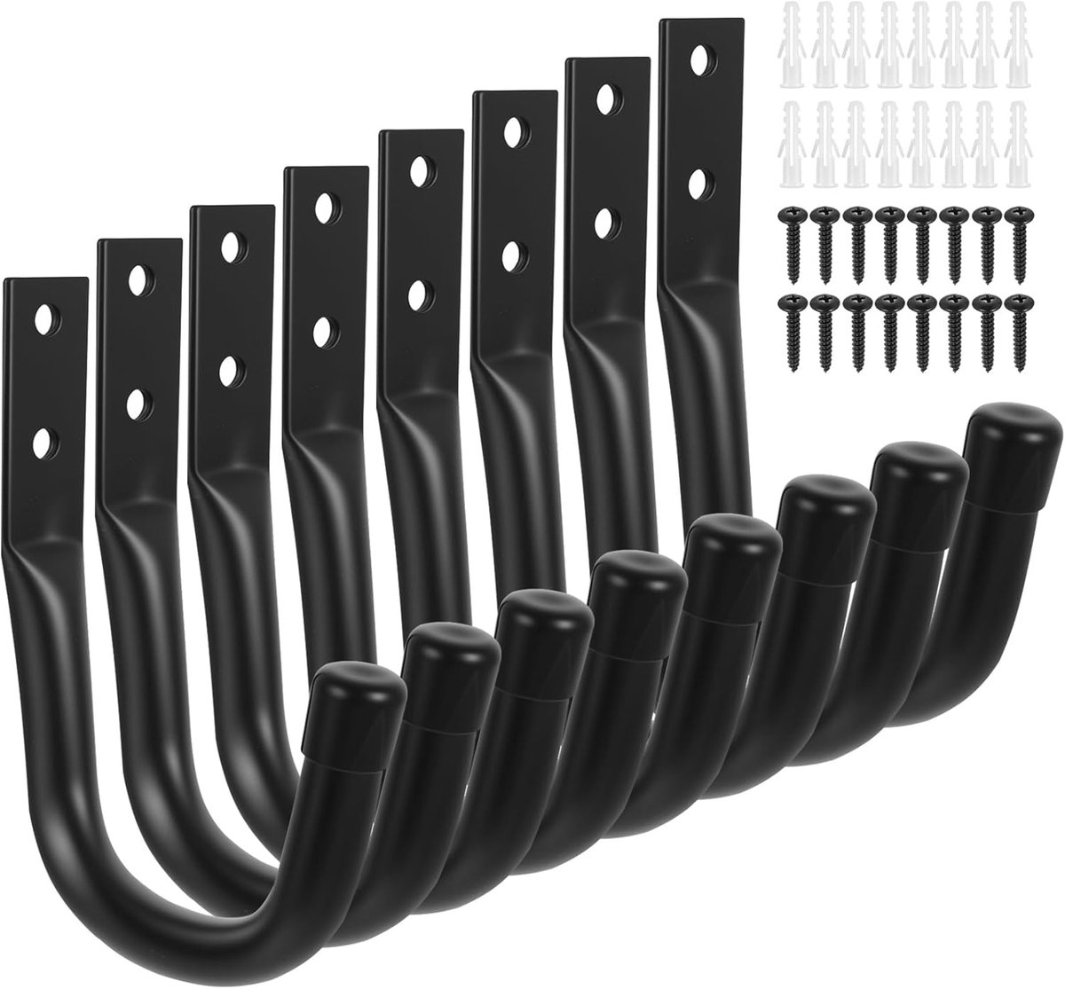 Thijox - 8 stuks Wandhaken om te Schroeven, Zware Lasten, Roestvrij Staal, Gereedschapshaken, Werkplaatshaken, Garagehaken voor Ladder, Fiets en Tuing