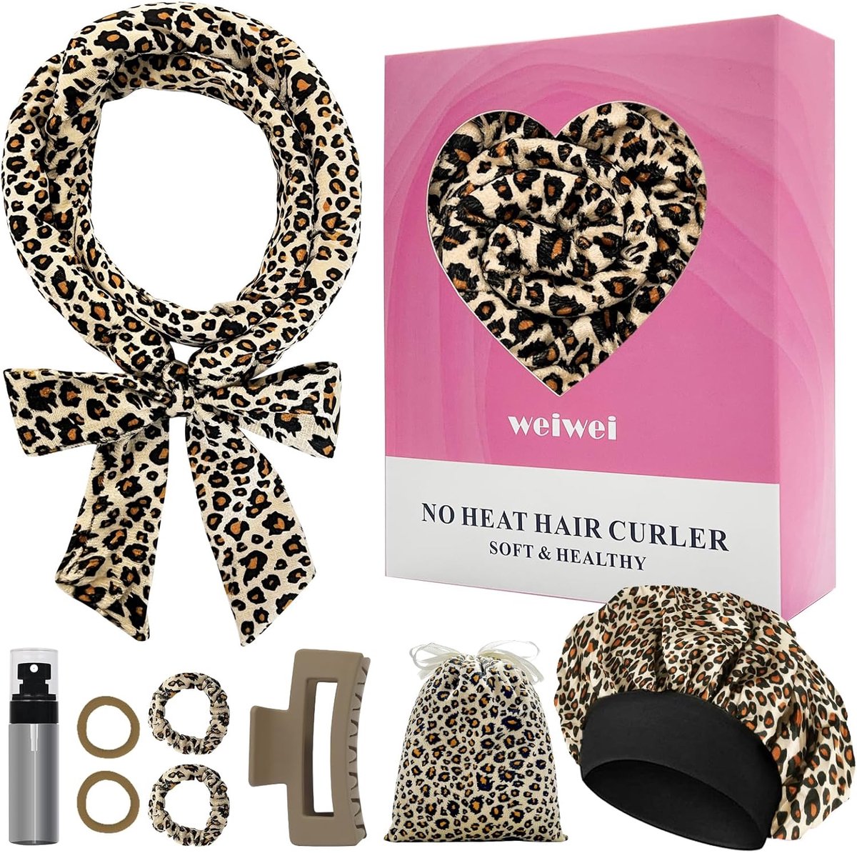 SnelShoppen - Heatless Curlers Headband 70 Inch - Zachte Geen-Hitte Haar Krullers Set voor Vrouwelijke Lang Haar - 9 Stuks - Perfect voor Slaap en Fee