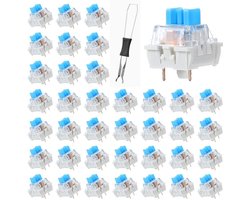 Mechanische Switches – 3-Pins Hotswap Set met 50 Schakelaars en 1 Switchtrekker – ABS – Geschikt voor Custom Keyboards Bouwen en Setup Modificatie – Blauw