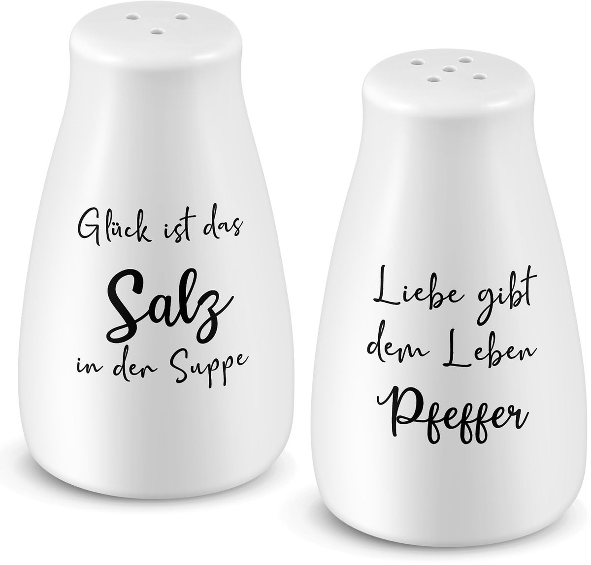 Dailygoods - Geiserailie Zout- en pepervaatje, huwelijkscadeauset met zout en peper, stick