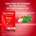 Rode Valdispert verpakking met afbeelding van citroenmelisse en gember. Tekst: Goed voor ontspanning en concentratie.