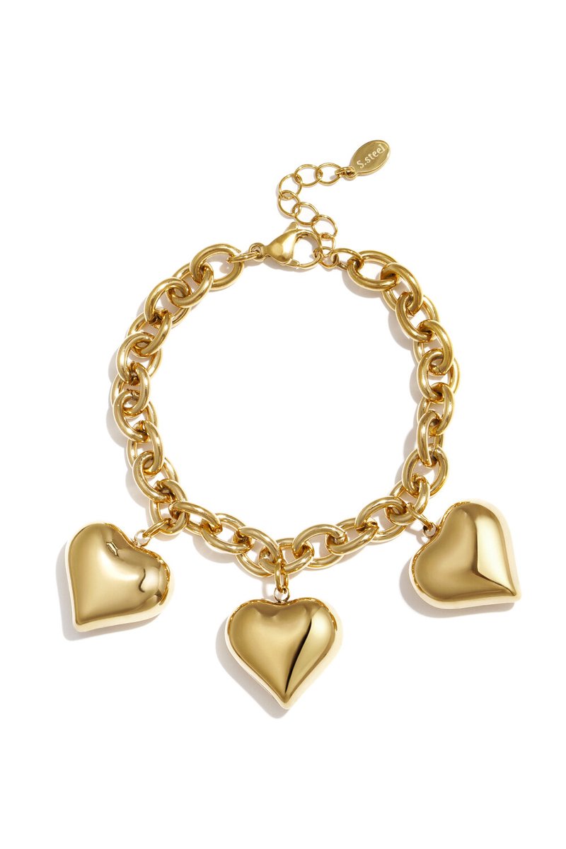 Bijoutheek Armband (Sieraad) Chunky Harten Goudkleurig