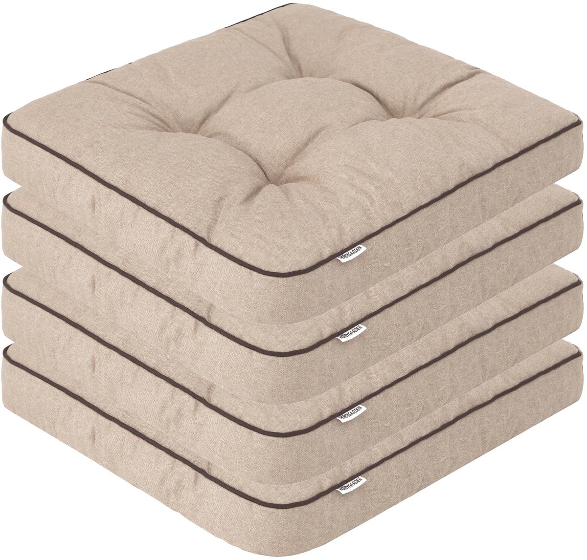 Hobbygarden Klara Tuinkussen Beige – Set van 4 Stoelkussens – Waterafstotend, UV-bestendig en Comfortabel
