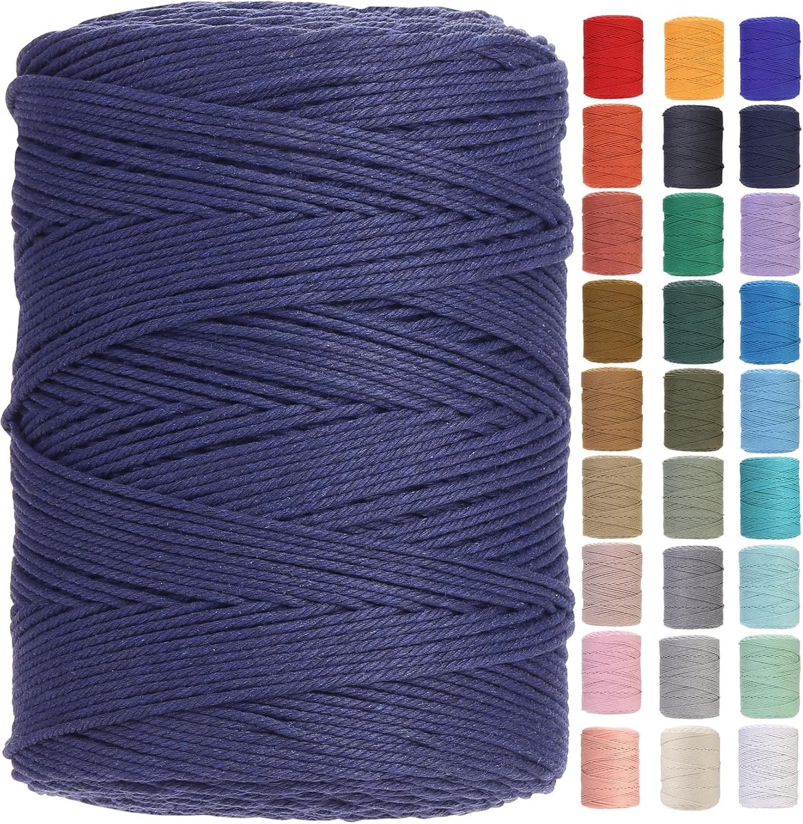 Premium Katoenen Macrame Touw 3 mm x 450 m - Zacht, Duurzaam en Chemisch Vrij voor Creatieve Projecten