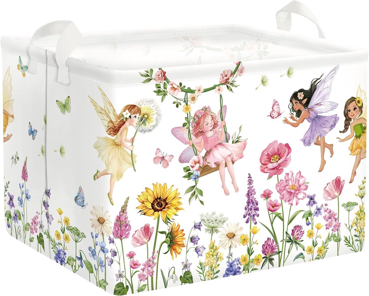 SnelShoppen - Schattige Prinses Opbergmand voor Kinderspeelgoed en Kleding, Grote Opvouwbare Cadeaubox voor Meisjes, 36L, Wasmand voor Badkamer/Douche