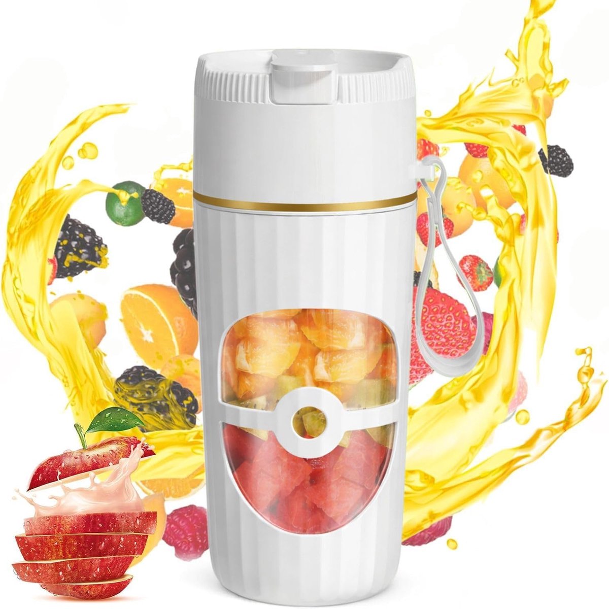 Thijox - Draagbare Blender 400 ml USB-oplaadbare Smoothie Maker met 10 Roestvrijstalen Messen, Mini-Mixer 60 W voor Shakes, Sap, Smoothies en Babyvoed