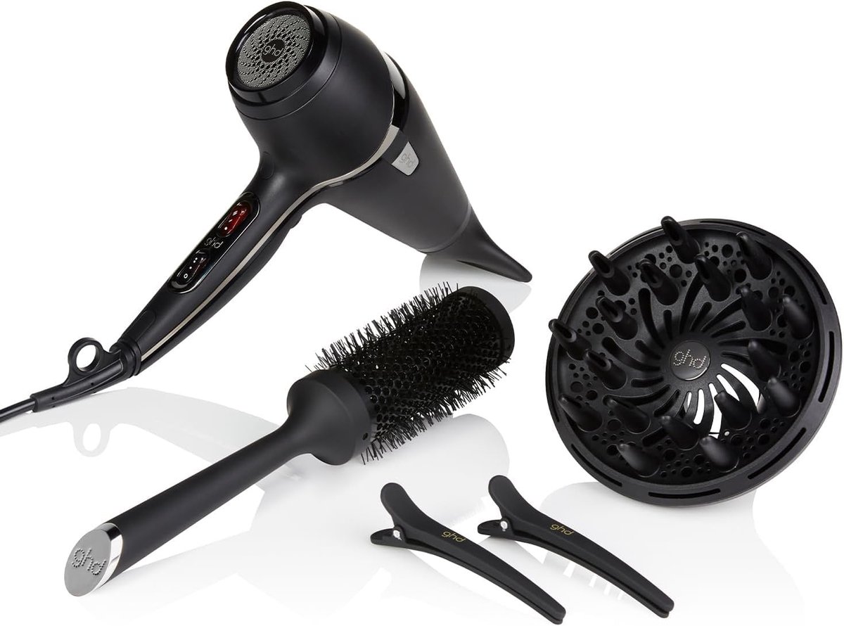SnelShoppen - 2100 Watt Föhn Set met Diffuser, Ronde Haarborstel, 2 Haarklemmen, Brede Opzetstuk en Opbergtas voor Perfecte Blow-Dry
