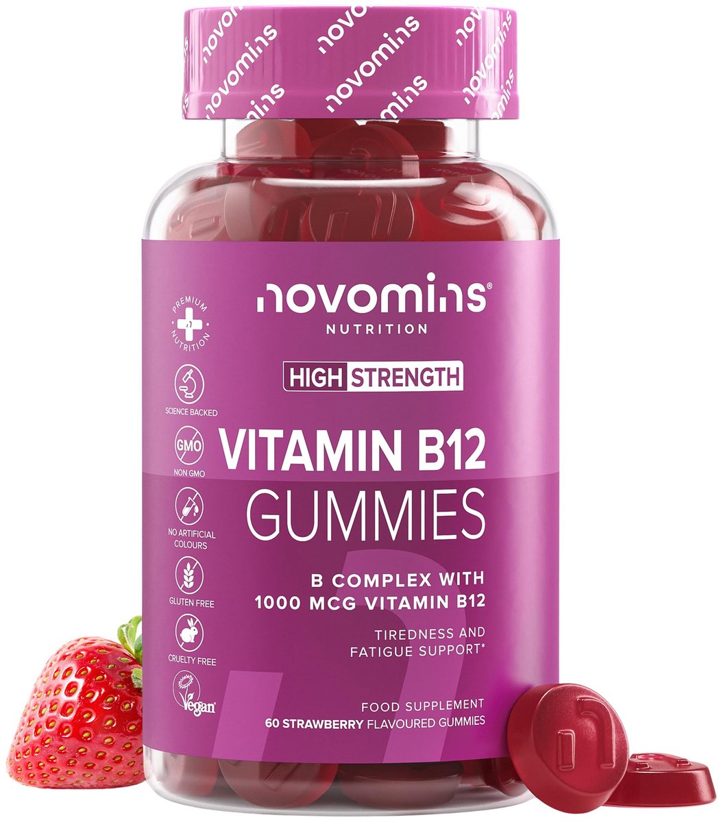 Novomins Vitamine B12 Gummies - 1000 mcg - 60 Gummies - Aardbei
