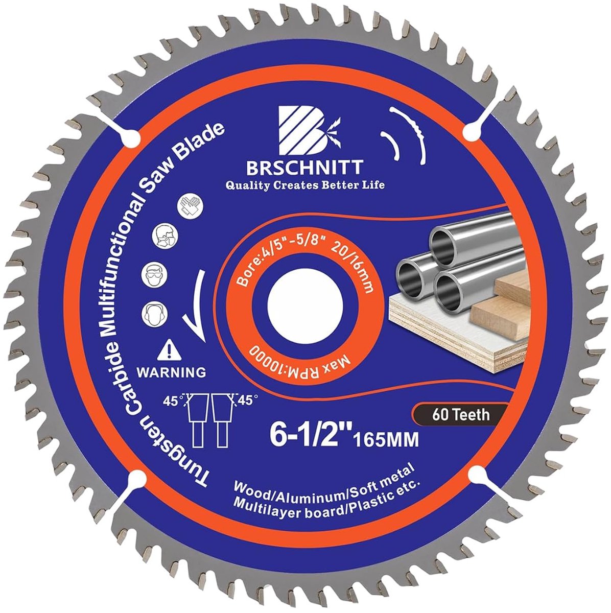 Thijox - 60T Cirkelzaagblad 165 x 20/16 mm, Multi-Zaagblad voor Hout, Metaal en Aluminium, Compatibel met Invalzaag en Cirkelzaag