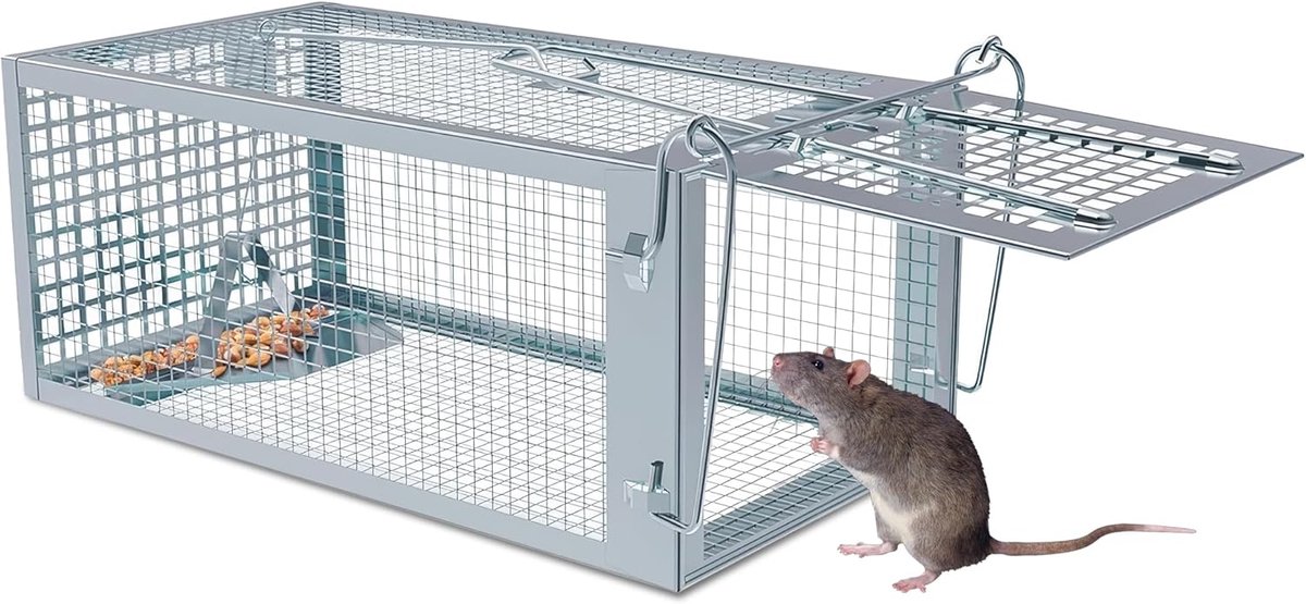 SnelShoppen - Dierenvriendelijke Muisval - Live Trap Muisval met Snelle Ontsnapping zonder Contact - Ideaal voor Binnen en Buiten - 27x14x12 cm