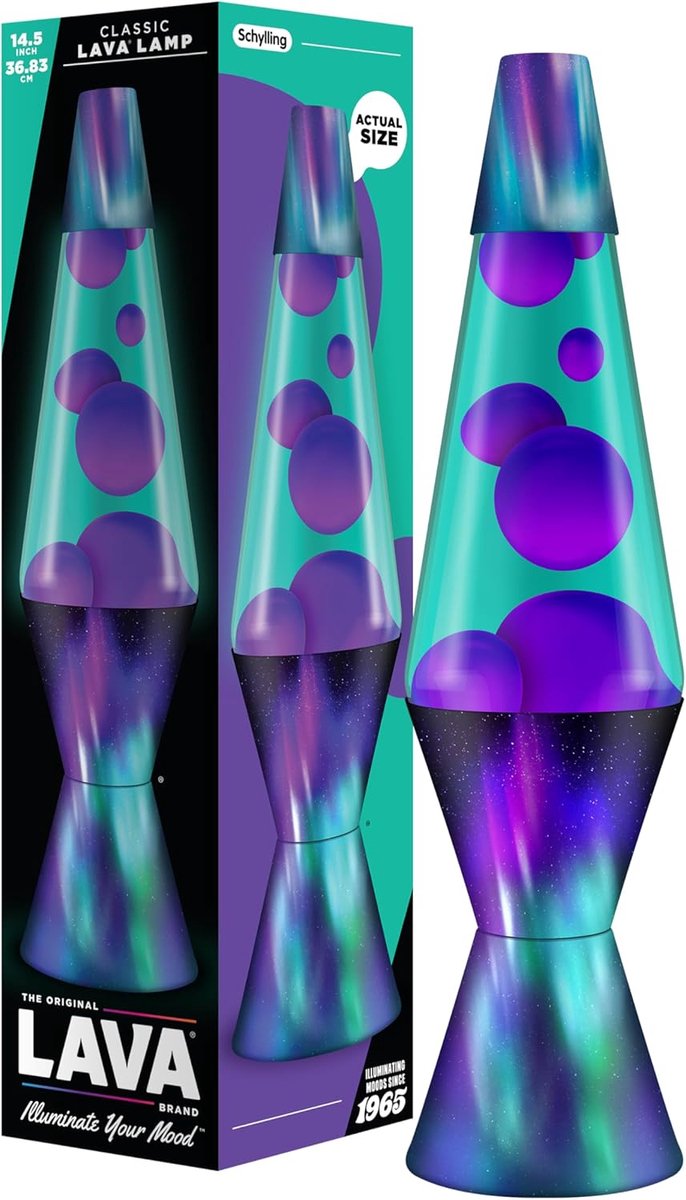 SnelShoppen - Lavalamp Aurora Borealis 14.5 inch, paarse was, teal vloeistof, decoratieve basis, sfeervolle verlichting voor woonkamer, slaapkamer, fe