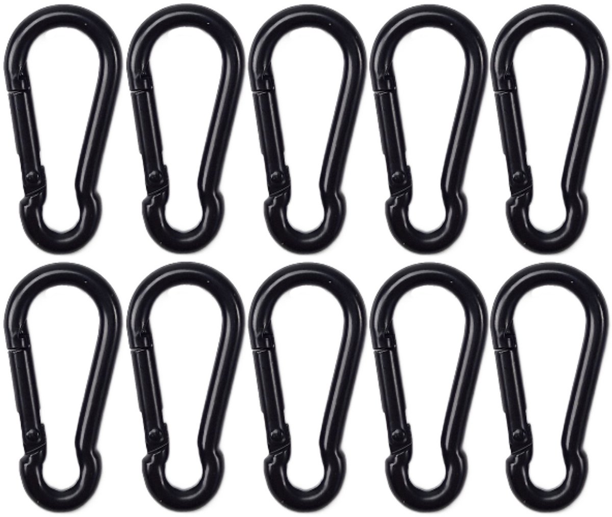 BCF-Products - Karabijnhaak - 4x40mm - 10 stuks - Zwart - Musketonhaak - Carabiner - Klein - Mini