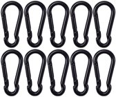BCF-Products - Karabijnhaak - 4x40mm - 10 stuks - Zwart - Musketonhaak - Carabiner - Klein - Mini