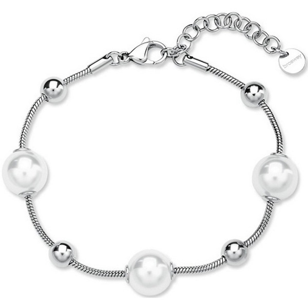 BROSWAY PERFECT BPC56 STAINLESS STEEL ARMBAND MET PARELS 1 STUK
