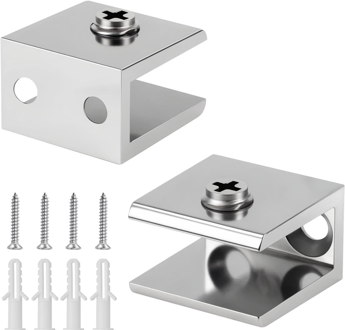 Verstelbare glazen vloerdragers voor 12 mm glazen planken - 2 stuks glashouders van zinklegering, ideaal voor glasbevestiging en klemmen van ruiten.