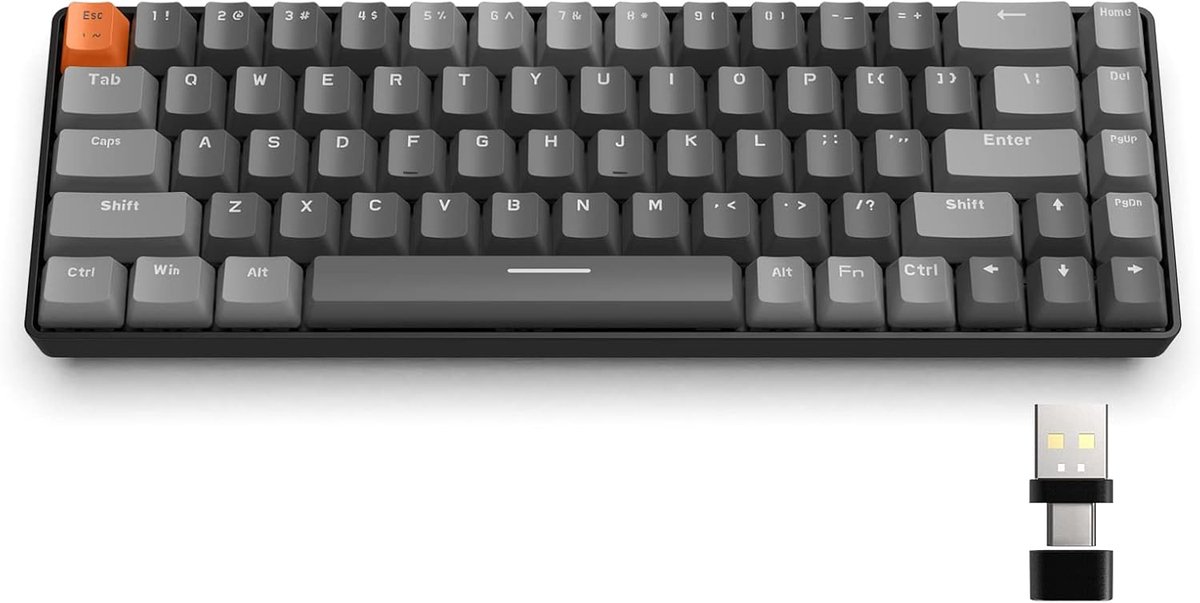 Thijox - Draadloos Mechanisch Gamingtoetsenbord K68 - 60% Compact Toetsenbord - Bluetooth 5.0/2.4GHz - Hot Swappable en Energiebesparend - Rode Schake