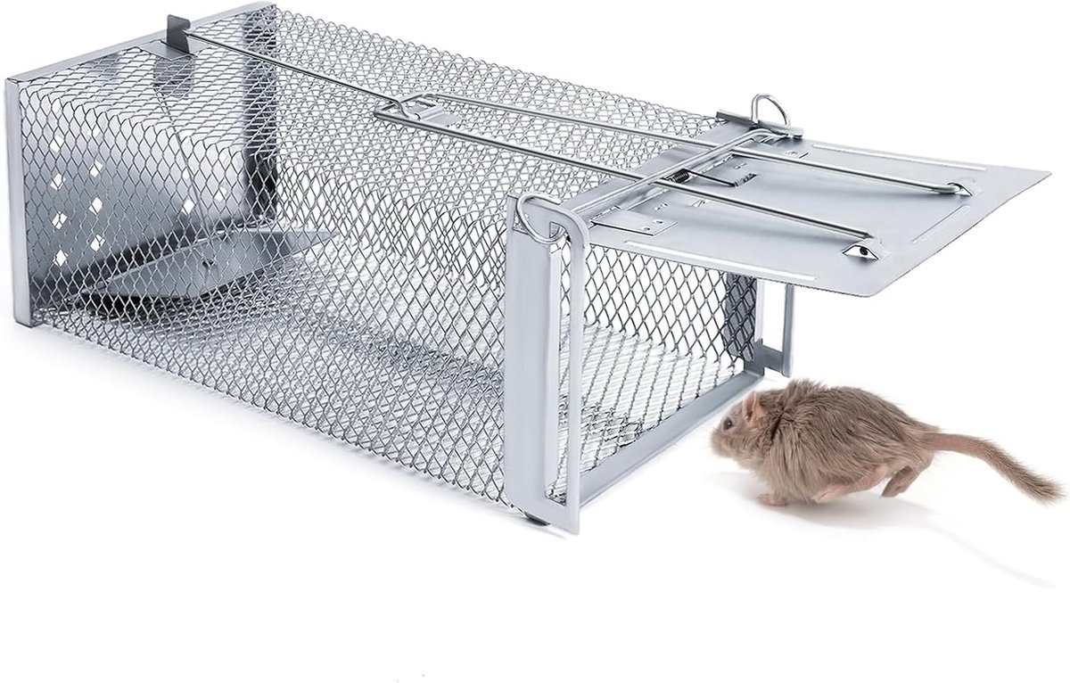 Live Trap Mouse Trap Premium XXL - Highly Sensitive and Reusable Food Trap for Warehouse and Vegetable Garden (Silver) - ShopVlot
