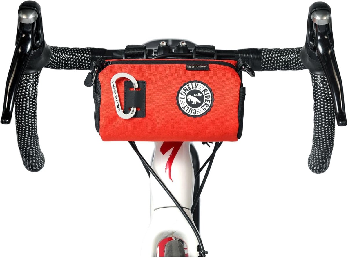 Thijox - ULAC Coursier Sprint 1,5 L Neo Porter Bike Feed Bag voor Stuur met Oogje voor Verlichting en Zonnebril, Schouderriem, Oranje-Zwart, Ideaal vo