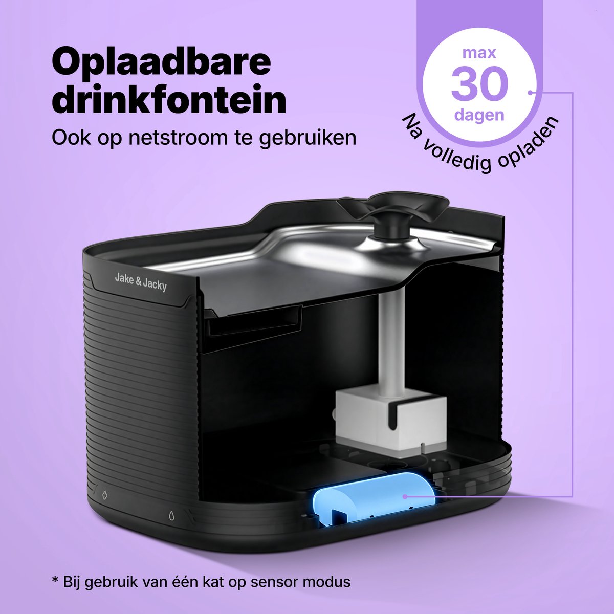 Jake and Jacky Drinkfontein RVS Draadloos Kat en Hond thumbnail 3