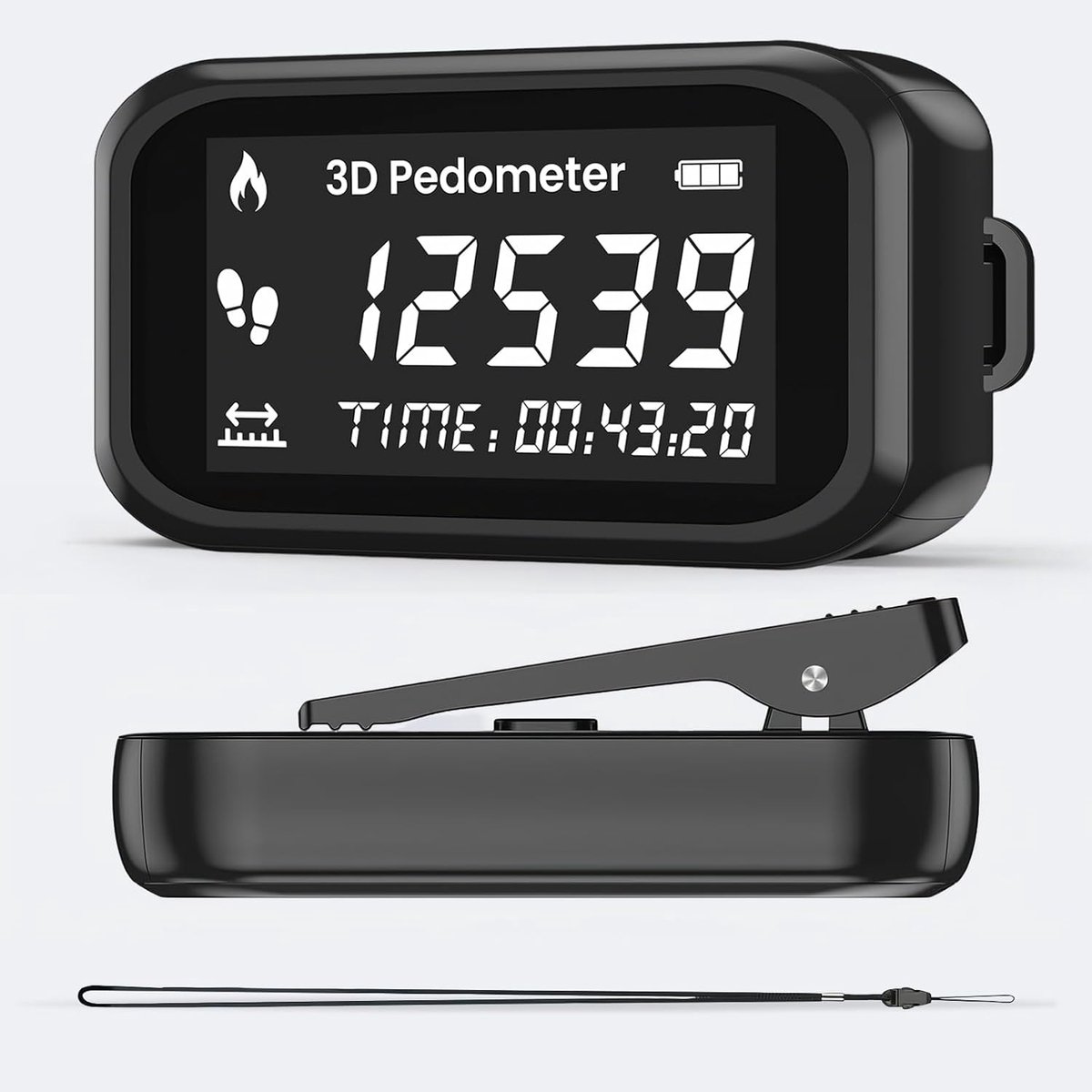 SnelShoppen - 3D Stappenteller Clip zonder App - Nauwkeurige Stappenteller met LCD Display - Ideaal voor Wandelen, Hardlopen, Joggen - Sleutelband Inc