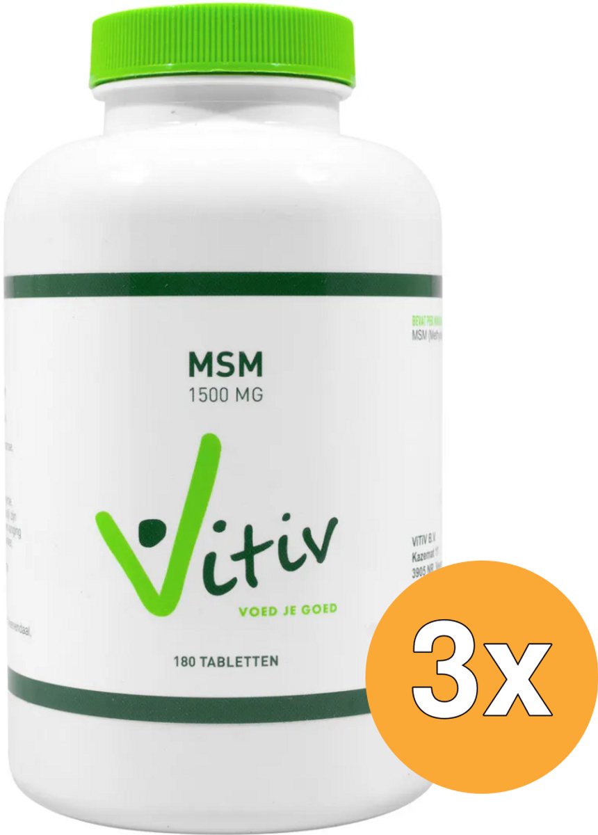 3x Vitiv Msm 1500 Mg (180 tabletten)