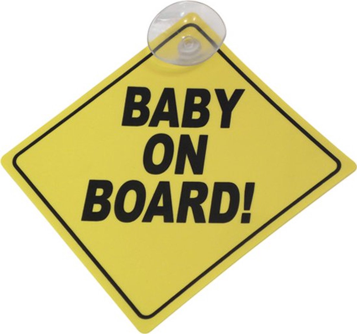 Baby on board bordje - Veiligheidsbordje auto - Baby in de auto - Car safety sign - Met zuignap - Geel - Jonyx