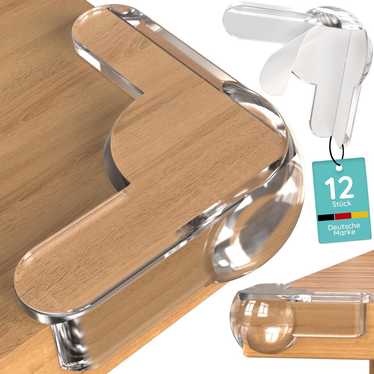 Thijox - Hoekbeschermers voor baby's 12 stuks, Zelfklevende Randbescherming, Transparant, Extra Sterke Grip, Babyrandbescherming voor Tafel en Meubels