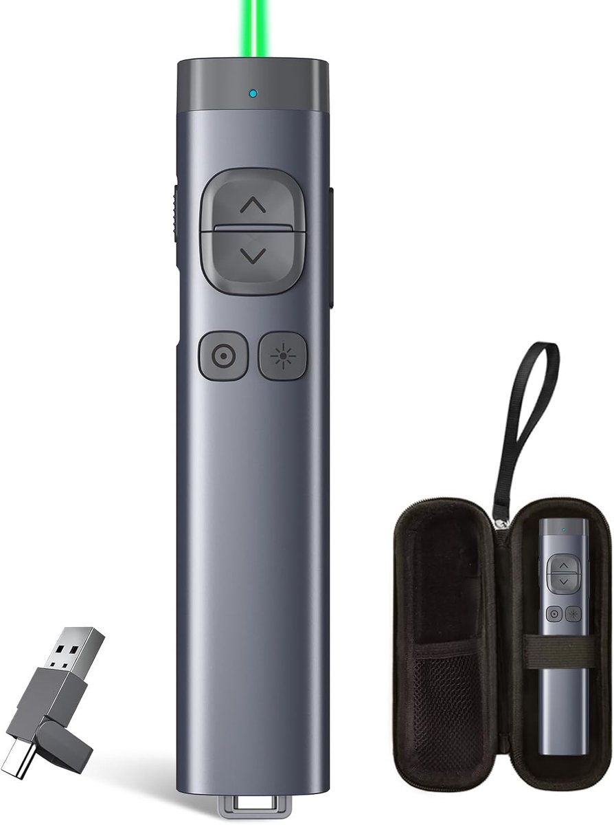 Thijox - Presentatieclicker voor TV-schermen, PowerPoint-clicker, Bluetooth-draadloze presentator, Digitale aanwijzer met spotlight en vergroting, Ide