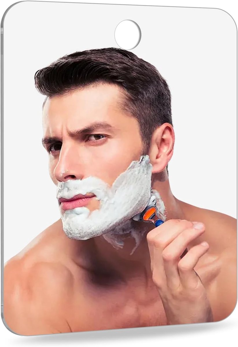 SnelShoppen - Shaving Mirror for Shower, Antivog, Acryl, Wandspiegel zonder Frame, 20 x 24 cm, Perfect voor Badkamer, Kamperen en Reizen