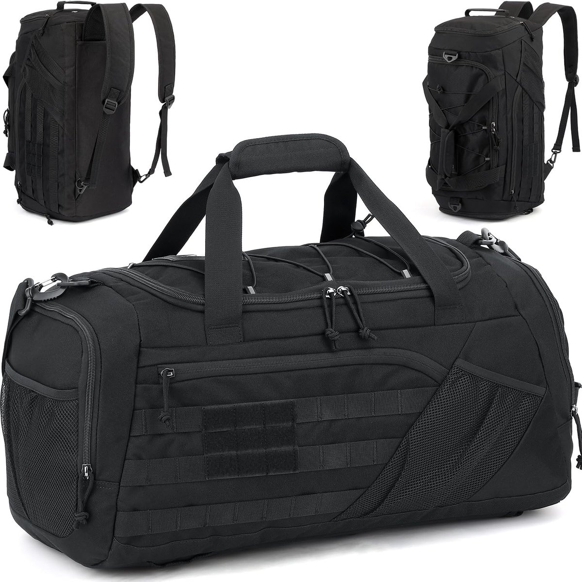 Thijox - 45L Tactische Sporttas voor Heren - Militaire Sporttas met Schoenenvak en Natvak - 3-in-1 Weekendtas voor Training, Kamperen, Wandelen - Zwar