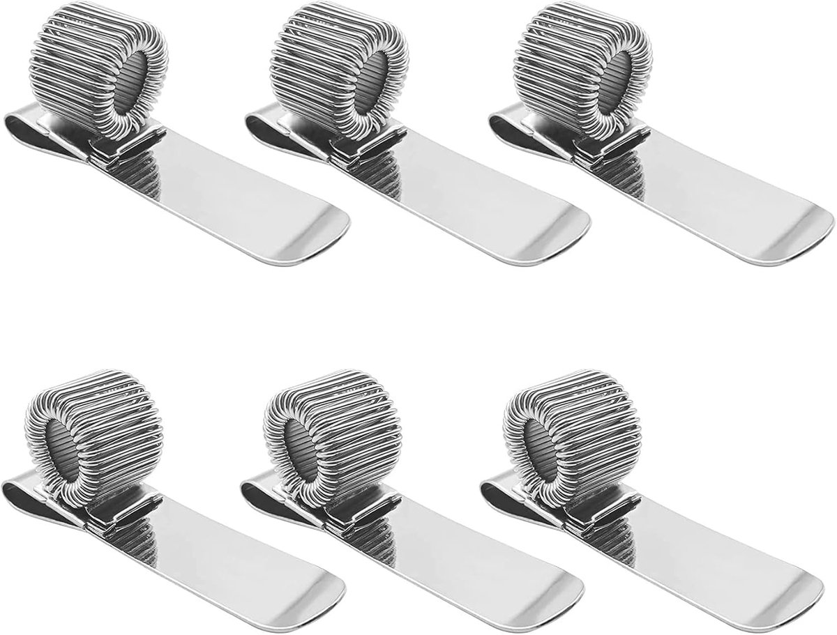 Thijox - Roestvrijstalen Pennenhouder Set van 6 - Intrekbare Clips voor Notebook, Potloodhouders en Klemhouders - Ideaal voor School, Kantoor en Creat