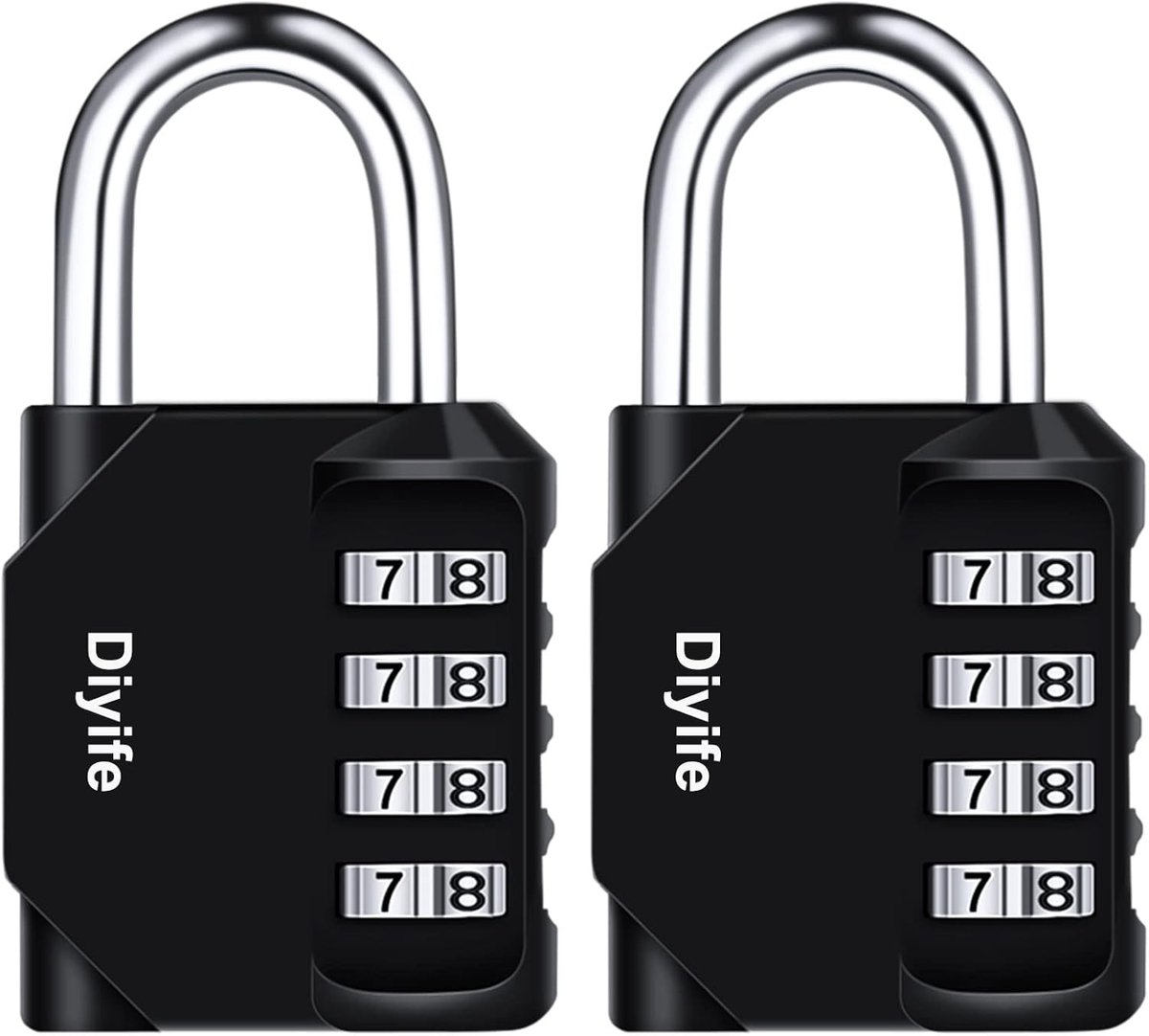 2 Stuks 4-cijferige Combinatieslot, Weerbestendig Metalen Hangslot voor School, Gym en Sportlockers, Hasp Kast en Opslagoplossingen (Zwart)