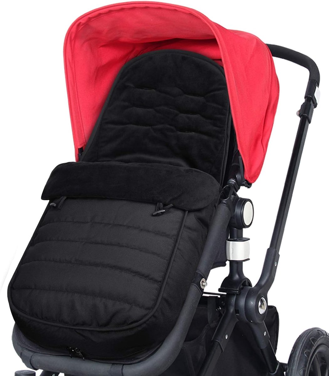 Thijox - Universele Voetenzak voor Kinderwagen, Premium Waterdicht en Winddicht, Gevoerd met Fleece, Zwart, Ideaal voor Koude Dagen en Buitenactivitei