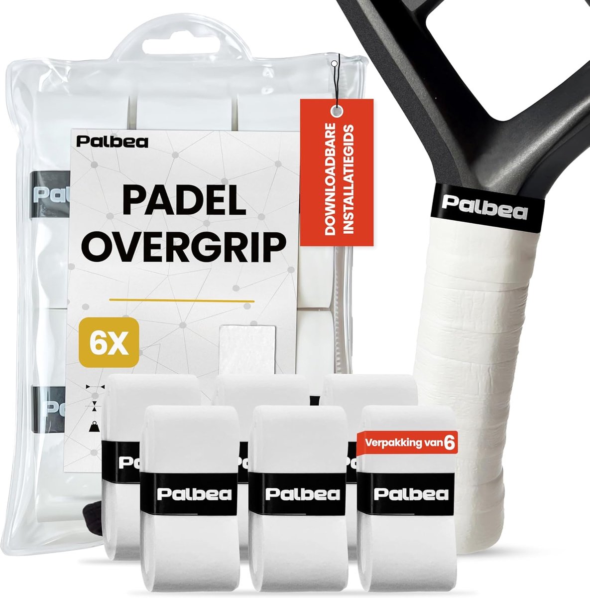 Thijox - Extra Stroeve Witte Padel OverGrip Set van 3/6/12/22/60 - Hoge Zweet Absorptie, Antislip Padel Tennis Racket Grip Tape, Zacht Oppervlak, Idea