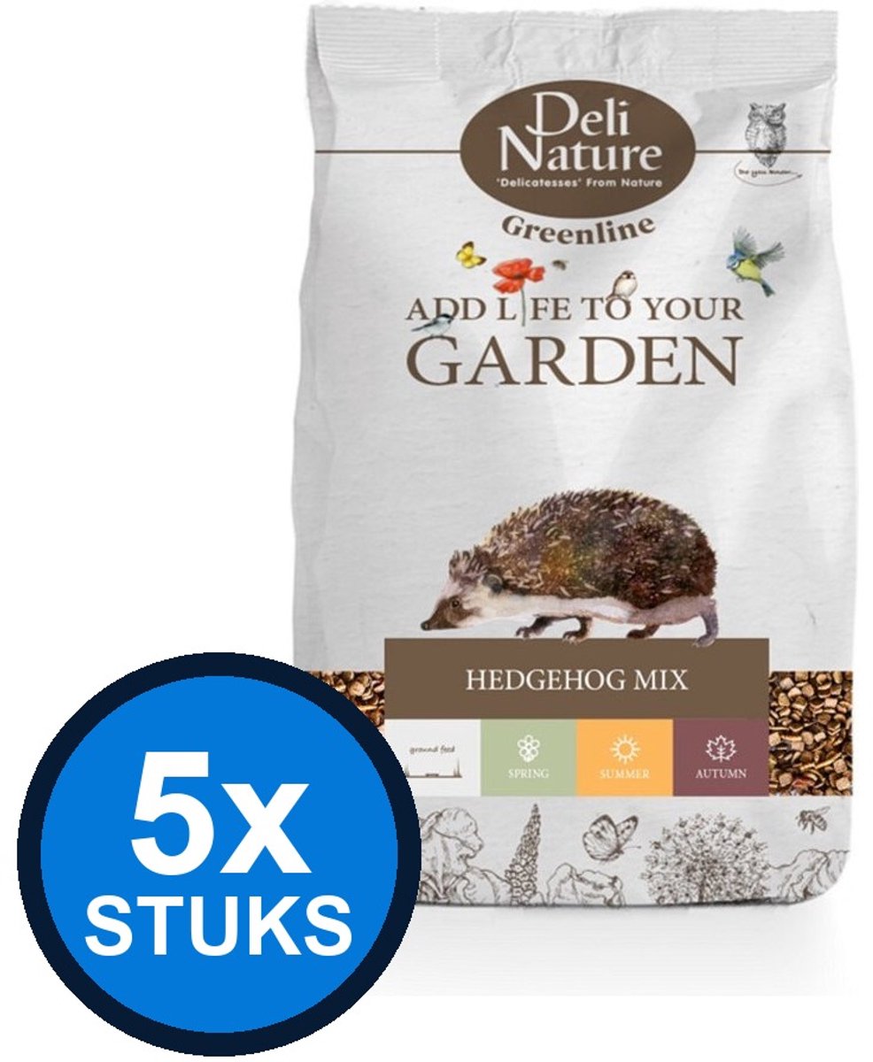 5x Deli Nature - Greenline hedgehog mix 600gr - Vogelvoer - 600 g
