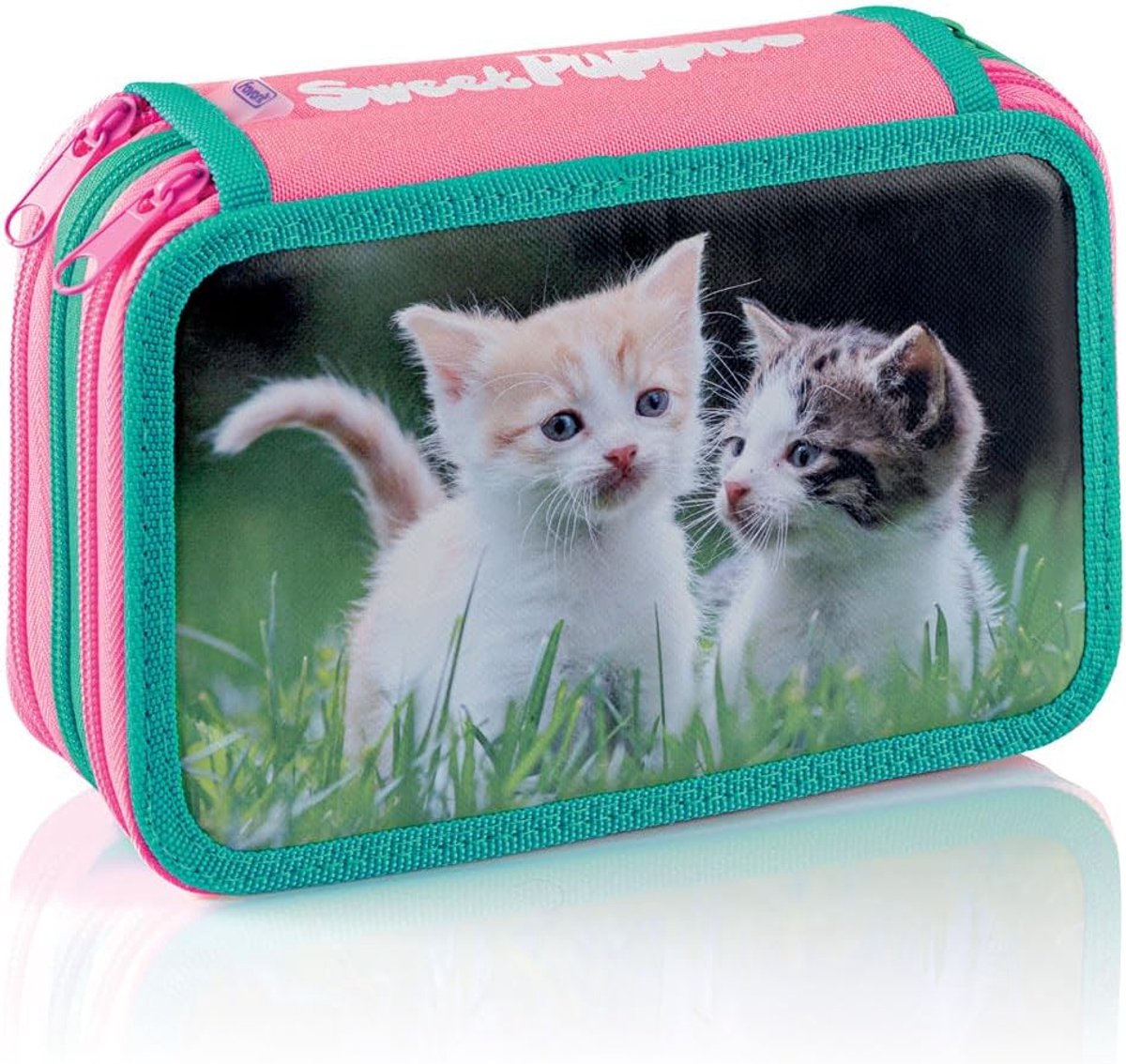 Thijox - Favorit Etui met 3 Ritssluitingen Sweet Puppies voor School, Kleurrijk, Ruim, Ideaal voor Kinderen, Onderwijs, Teken- en Schrijfmateriaal