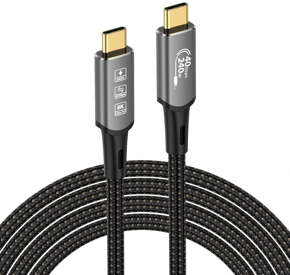 Thijox - USB4-kabel met Thunderbolt 4, 240W oplaadkabel, 40Gbps datakabel, 8K @60Hz, 4K120Hz HDR, PD3.1, USB C naar USB C (0,5 m) voor hub, dock, SSD,