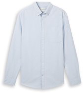 Tom Tailor - Overhemd met normale pasvorm en borstzak - Maat XL - white light blue stripe
