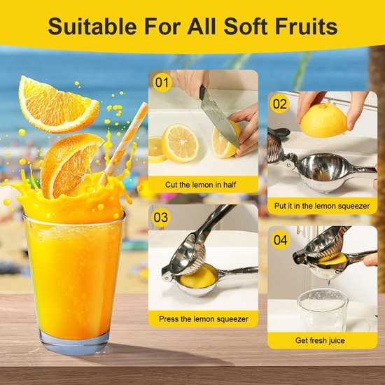 AUAUY Manual Lemon Squeezer - Heavy Duty Citrus Juicer - Durable Adhesive Juicer - Hand Lime Press - Premium Lemon Squeezer for Lemon - Orange or Juicer - 7cm — afbeelding 3