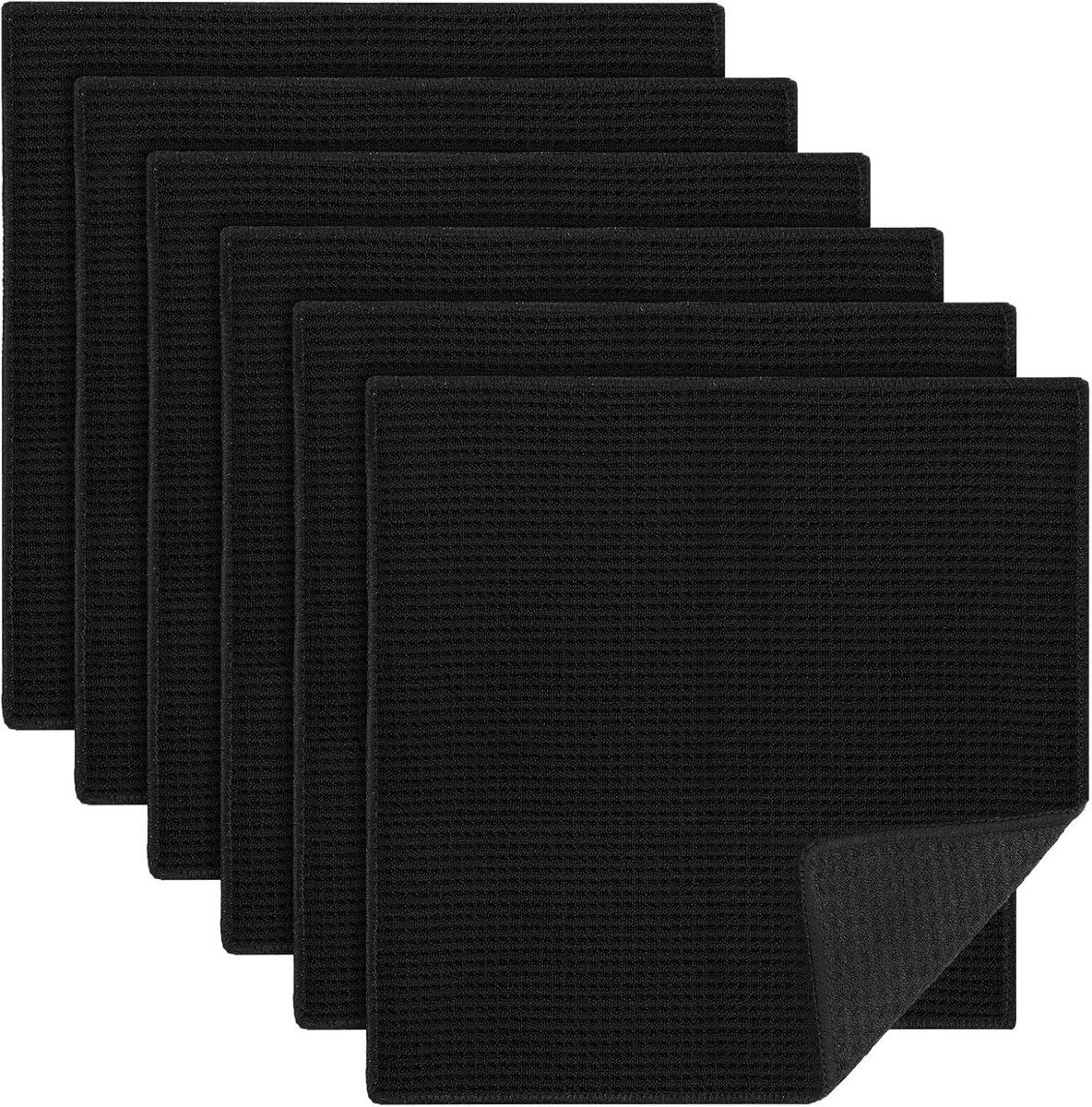 Wasbare keukendoeken 30 x 30 cm, microvezel vaatdoeken en afwashandjes, zwart wafelpatroon, super absorberend voor keukenreiniging en glaspoetsen