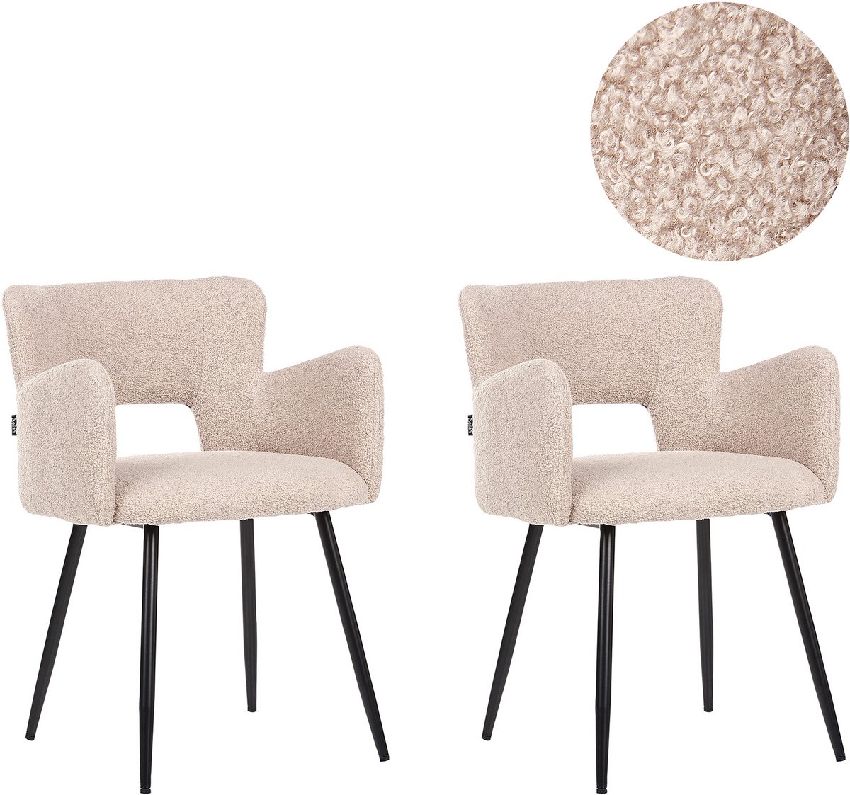 SANILAC - Eetkamerstoel set van 2 - Beige - Bouclé