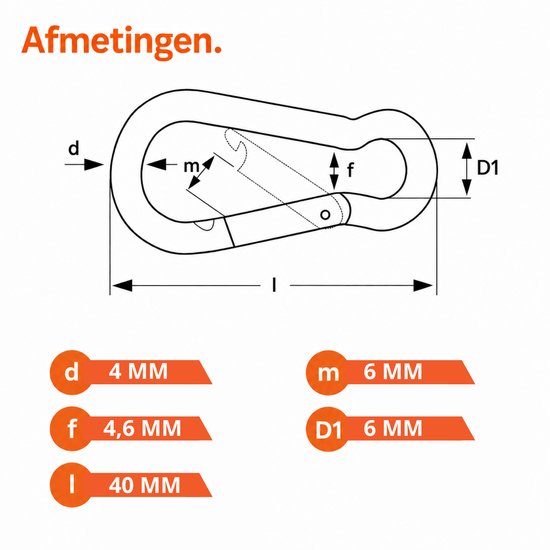 BCF-Products - Karabijnhaak - 4x40mm - 3 stuks - Zwart - Musketonhaak - Carabiner - Klein - Mini