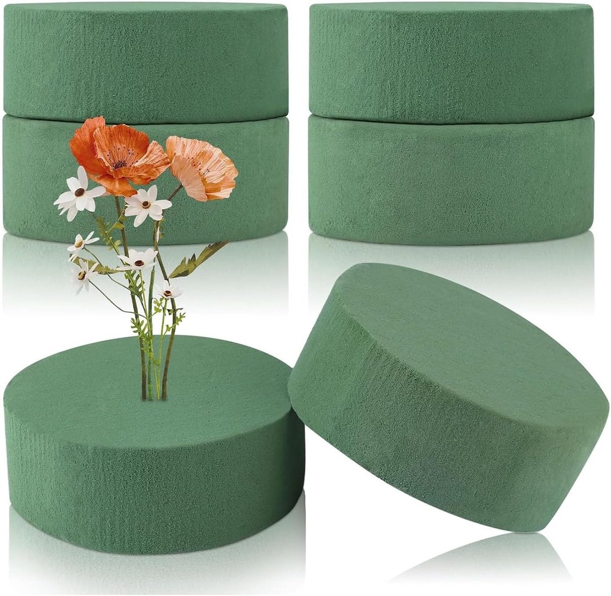 Ronde Bloemschuim Blokken, 10 x 10 x 4 cm, Ideaal voor Verse en Kunstmatige Bloemen, Perfect voor Decoraties, Bruiloften en Feestjes