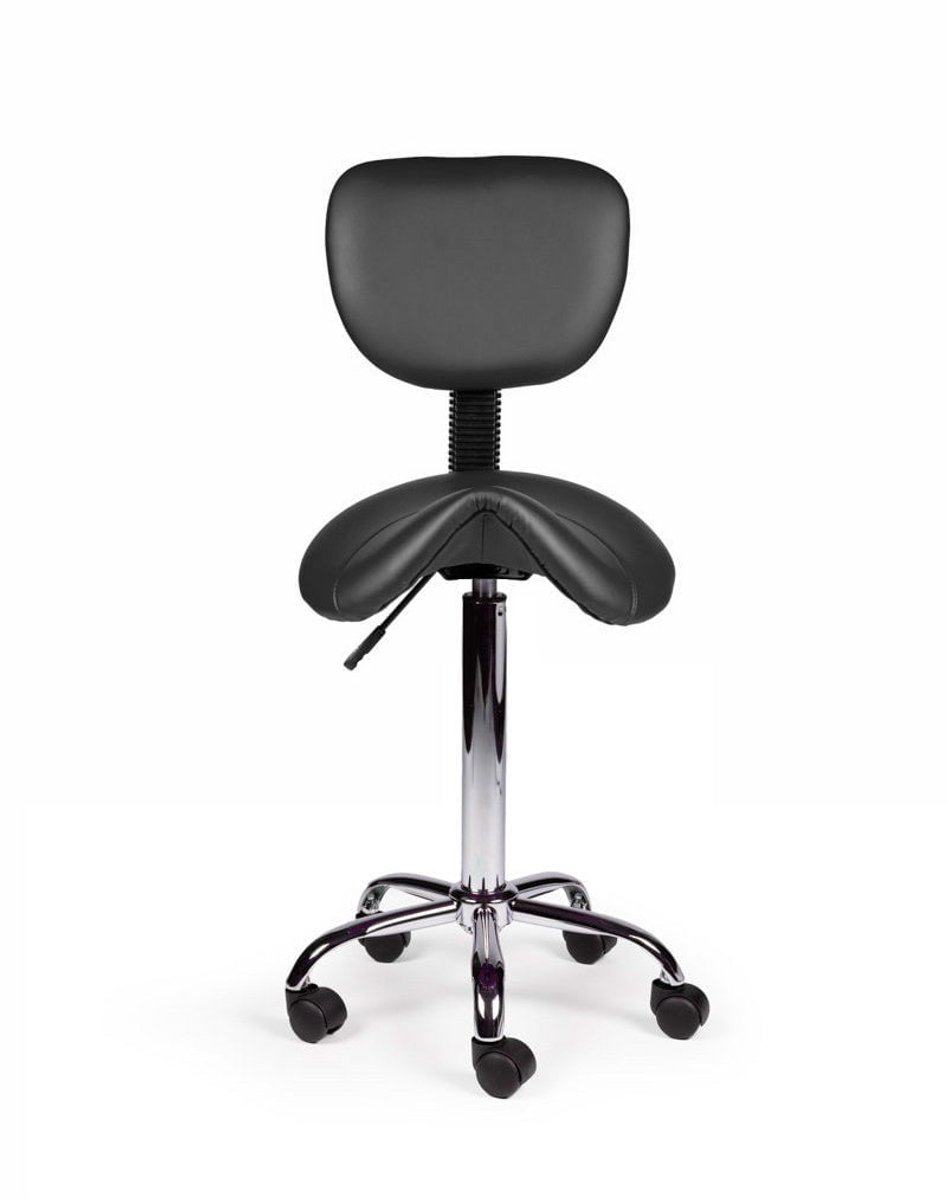 Ergonomische Zadelkruk Zwart met Rugleuning – Verstelbare Zadelstoel met Wielen – Comfortabele Werkkruk voor Salon, Kappers & Thuis - Zithoogte 50-68cm