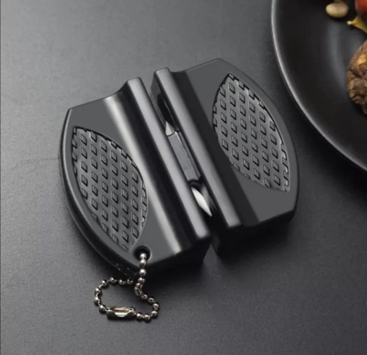 SnelShoppen - Pure Keramische Messenslijper voor Keuken en Buiten, 7.5 cm, Perfecte Resultaten, Coarse en Fine Slijpen, Zwart, Handmatig, Antislip